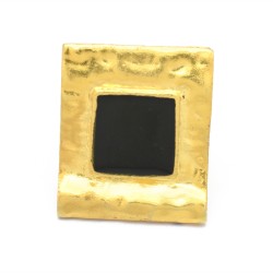 Brass Gold Plated Black Onyx Gemstone Adjustable Rings- A1R-2041