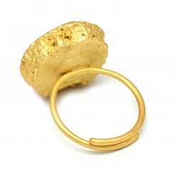 Brass Gold Plated Solar Quartz Gemstone Adjustable Rings- A1R-214