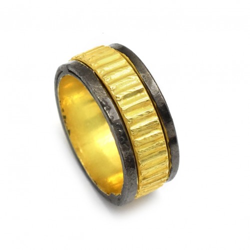 Brass Gold, Black Rhodium Plated Metal Rings- A1R-2502