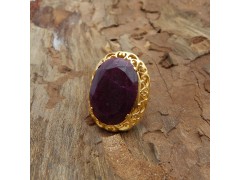 925 Sterling Silver Gold Plated Ruby Gemstone Rings- A1R-2540