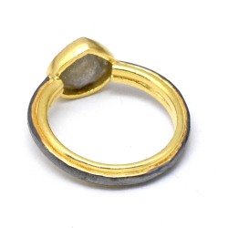 925 Sterling Silver Gold, Black Rhodium Plated Labradorite Gemstone Rings- A1R-2543