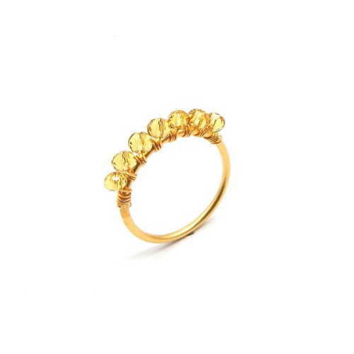 Brass Gold Plated Citrine Gemstone Rings- A1R-2572
