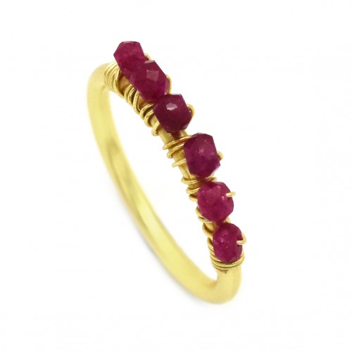 Brass Gold Plated Ruby Gemstone Rings- A1R-2572