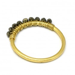 Brass Gold Plated Pyrite Gemstone Rings- A1R-2572