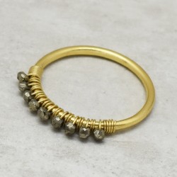 Brass Gold Plated Pyrite Gemstone Rings- A1R-2572
