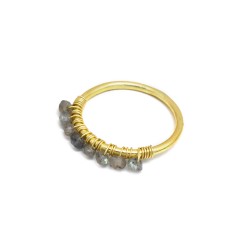 Brass Gold Plated Labradorite Gemstone Rings- A1R-2572