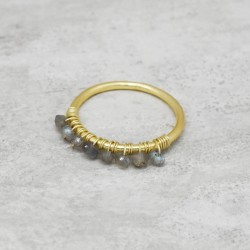 Brass Gold Plated Labradorite Gemstone Rings- A1R-2572