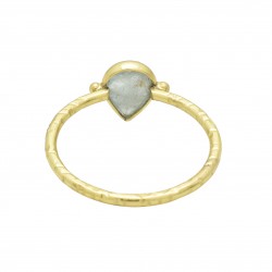 925 Sterling Silver Gold Plated Aqua Chalcedony Gemstone Rings- A1R-380