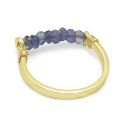 925 Sterling Silver Gold Plated Iolite Gemstone Rings- A1R-387