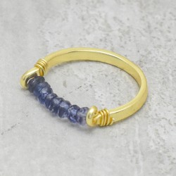 925 Sterling Silver Gold Plated Iolite Gemstone Rings- A1R-387