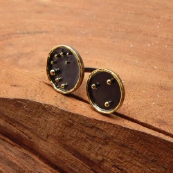 Brass Gold, Black Rhodium Plated Metal Adjustable Rings- A1R-4015
