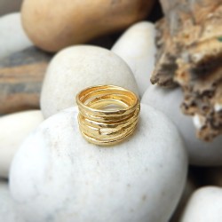 Brass Gold, Oxidized Plated Metal Rings- A1R-4195