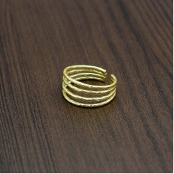 925 Sterling Silver Gold Plated Hammered Metal Adjustable Rings- A1R-4348