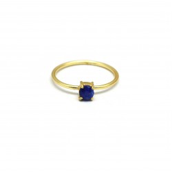 925 Sterling Silver Gold Plated Blue Sapphire Gemstone Rings- A1R-4352