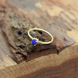 925 Sterling Silver Gold Plated Blue Sapphire Gemstone Rings- A1R-4352
