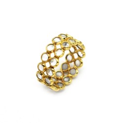 Brass Gold Plated White CZ Gemstone Rings- A1R-4678