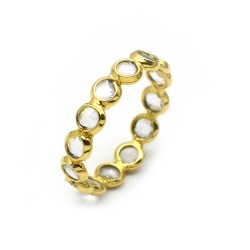 Brass Gold Plated Polki Gemstone Rings- A1R-4683