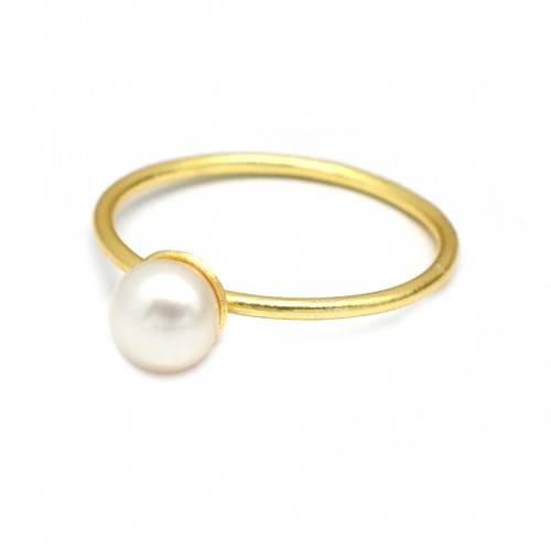 Brass Gold Plated Pearl Gemstone Rings- A1R-4962
