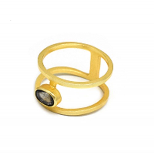 Brass Gold Plated Labradorite Gemstone Rings- A1R-5065
