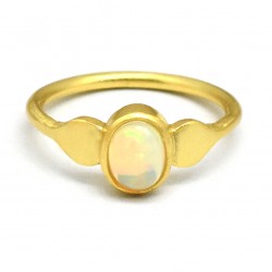 925 Sterling Silver Gold Plated Opal Gemstone Rings- A1R-5082