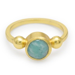 Brass Gold Plated Amazonite Gemstone Rings- A1R-5084