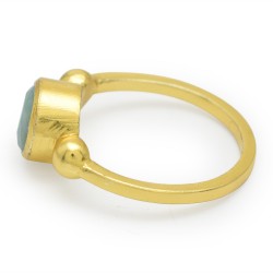 Brass Gold Plated Amazonite Gemstone Rings- A1R-5084