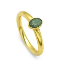 Brass Gold Plated Color Enhanced Emerald Gemstone Rings- A1R-5093