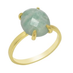 925 Sterling Silver Gold Plated Amazonite Gemstone Rings- A1R-5101