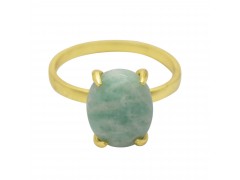 925 Sterling Silver Gold Plated Amazonite Gemstone Rings- A1R-5101