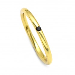Brass Gold Plated Black CZ Gemstone Rings- A1R-5106