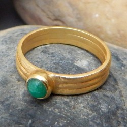 Brass Gold Plated Emerald Gemstone Rings- A1R-532