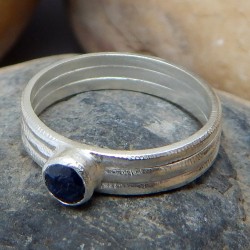 925 Sterling Silver Silver Plated Blue Sapphire Gemstone Rings- A1R-532