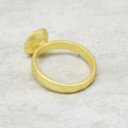 Brass Gold Plated Pearl Gemstone Hammered Rings- A1R-5813