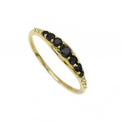 925 Sterling Silver Gold Plated Black Onyx Gemstone Rings- A1R-5815