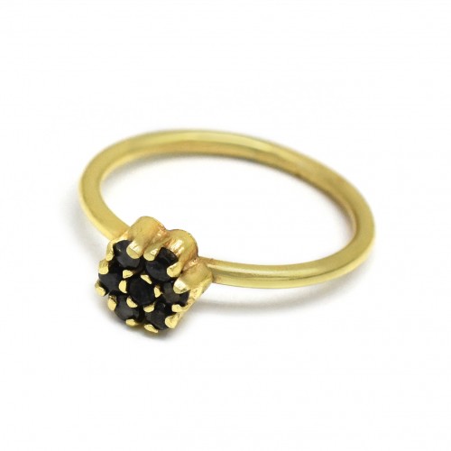 Brass Gold Plated Black Onyx Gemstone Rings- A1R-5842