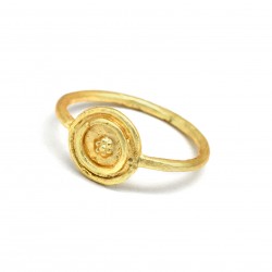 Brass Gold Plated Round Metal With Hammered Finish Rings- A1R-5859