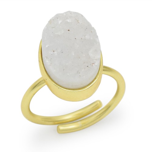 Brass Gold Plated Druzy Gemstone Adjustable Rings- A1R-592