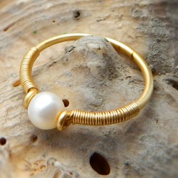 Brass Gold Plated Pearl Gemstone Rings- A1R-597