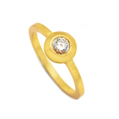 Brass Gold Plated White Zircon Gemstone Rings- A1R-5981