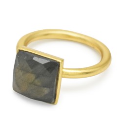 925 Sterling Silver Gold Plated Labradorite Gemstone Rings- A1R-623