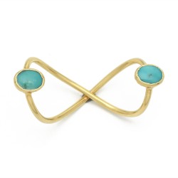 Brass Gold Plated Turquoise Gemstone Rings- A1R-751