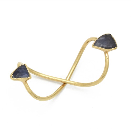 Brass Gold Plated Iolite Gemstone Fashion Rings- A1R-752