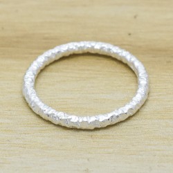 925 Sterling Silver Silver Plated Texture Metal Rings- A1R-766