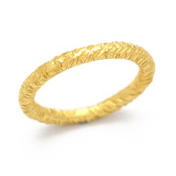 925 Sterling Silver Gold Plated Texture Metal Rings- A1R-766