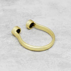 Brass Gold Plated Labradorite, Black Onyx Gemstone Adjustable Rings- A1R-8084