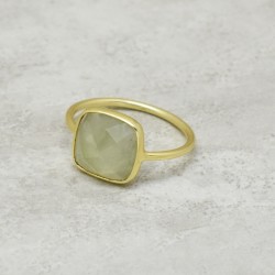 925 Sterling Silver Gold Plated Prehnite Gemstone Rings- A1R-8149