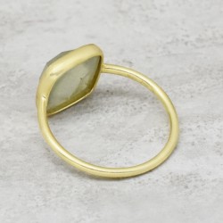 925 Sterling Silver Gold Plated Prehnite Gemstone Rings- A1R-8149