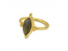 925 Sterling Silver Gold Plated Labradorite Gemstone Rings- A1R-8224