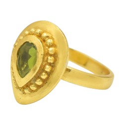 925 Sterling Silver Gold Plated Peridot Gemstone Rings- A1R-8225