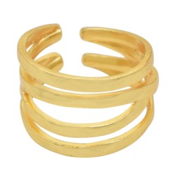 Brass Gold Plated Hammered Metal Adjustable Rings- A1R-8242
